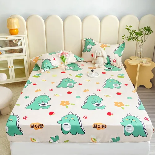 Miniatura 11 de Sábana bajera tamaño individual suave y acogedora, de algodón lavado, de algodón cepillado, para dormitorio de niños y niñas, funda de almohada