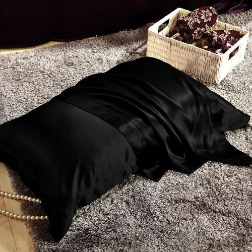 Miniatura 3 de LilySilk Sábanas de seda natural 25 Momme, refrescantes, de lujo, para viajes, ropa de cama Twin Black
