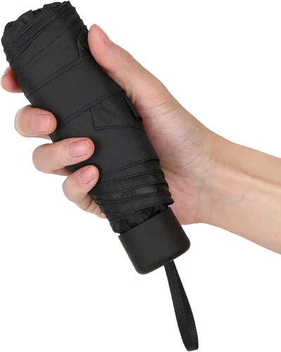 Miniatura 2 de GAOYAING Mini paraguas de viaje para lluvia sol y lluvia ligero pequeño UV compacto para bolsillo con funda no automático