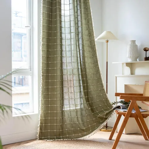 Miniatura 15 de STACYPIK Cortinas rústicas florales para ventana, cortinas semiopacas transpirables de 63 pulgadas de largo, 2 paneles lavables, cortinas filtrantes