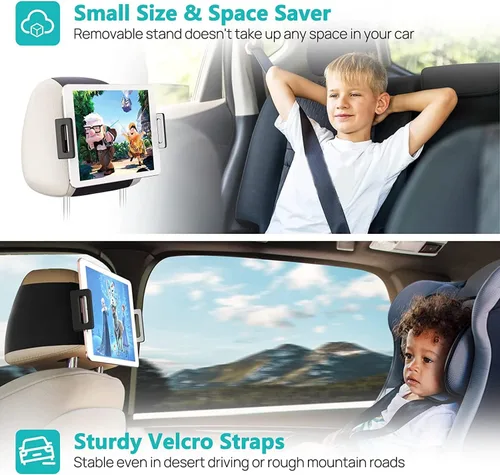 Miniatura 2 de Soporte para tablet con reposacabezas, soporte para iPad para asiento trasero de automóvil, soporte para tableta, iPhone, Fire HD y todos