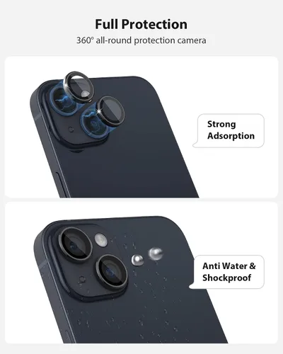 Miniatura 4 de Protector de lente de cámara de diseño para iPhone 14 Plus/iPhone 14 – Bandeja automática de aleación de aluminio más 9H protector de pantalla