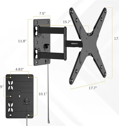 Miniatura 8 de Mount-It! Soporte de pared para TV RV con cerradura de 23 a 55 pulgadas, soporte de pared de movimiento completo para cámper y remolque de viaje