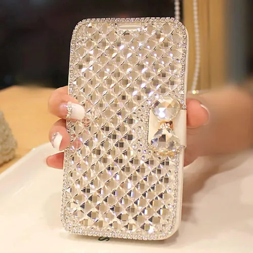 Miniatura 4 de Funda tipo cartera con diamantes brillantes para Moto G Power 2022, hecha a mano en 3D, con piedras de cristal brillante, imán y hebilla de lazo