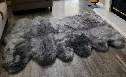 Miniatura 93 de LAMBZY Alfombra sintética de piel de oveja auténtica, con textura inferior gruesa, fuerte, fácil de lavar, resistente a las manchas, perfecta