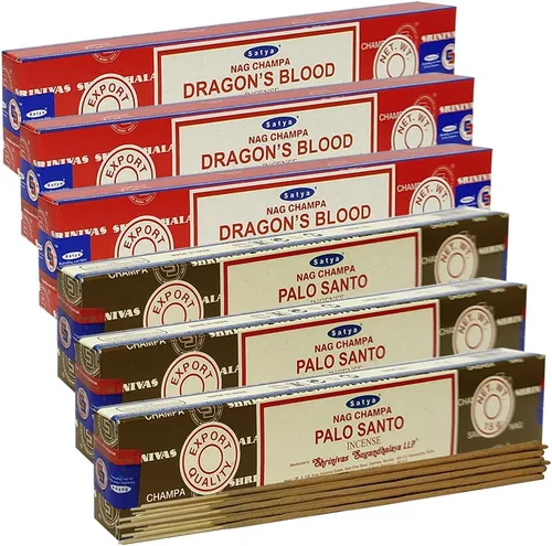 Miniatura 4 de Varillas de incienso de Sangre de Dragón y Palo Santo con soporte, paquete de variedad de la marca House of Nag Champa y Trumiri