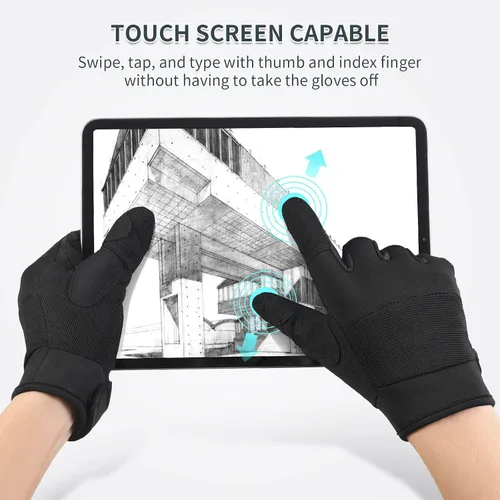 Miniatura 3 de OZERO Guantes de trabajo para hombres y mujeres: guantes de mecánico para pantalla táctil, agarre firme, destreza, guantes ligeros para construcción