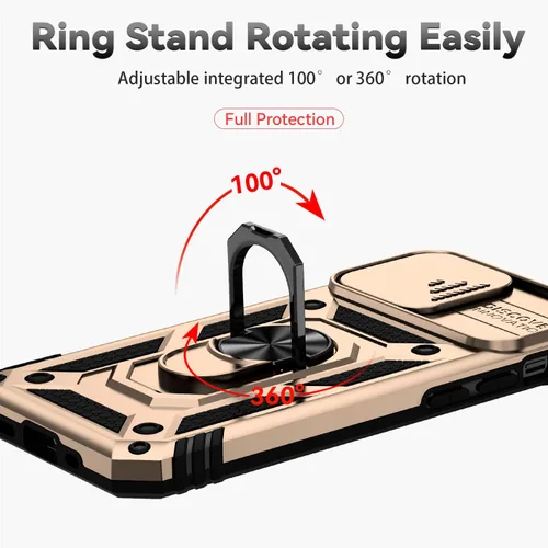 Miniatura 3 de Funda para iPhone 12/12 Pro, iPhone 12/12 Pro con funda para cámara y soporte, grado militar, a prueba de golpes, resistente, con funda magnética