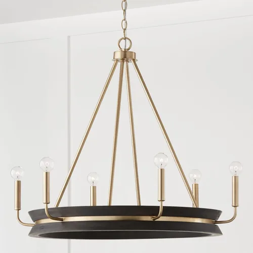 Miniatura 7 de Capital Lighting 447361KR Finn - Candelabro redondo de madera de mango hecho a mano, 6 luces, 360 vatios totales, 27 pulgadas de alto x 31 pulgadas