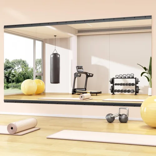 Miniatura 17 de Hasipu 3 piezas de espejos para gimnasio en casa de 48''x24'', espejos grandes de cuerpo entero montados en la pared para yoga, baile, fitness