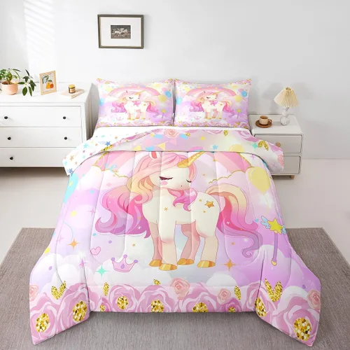 Miniatura 13 de Castle Fairy - Juego de funda de edredón con bandera estadounidense tamaño King, ropa de cama para niñas y adolescentes, funda de edredón con Multi