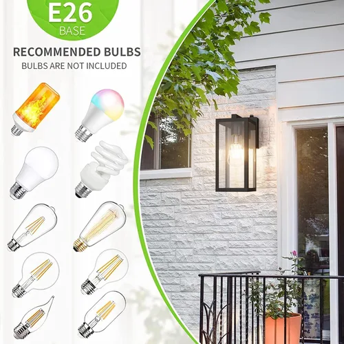 Miniatura 2 de Aipsun Farol de pared para exteriores con sensor de atardecer a amanecer, aplique de pared exterior negro, soporte de pared para exteriores