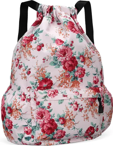 Miniatura 14 de Mochila con cordón para mujer, bolsa de gimnasio con cordón, resistente al agua, pequeña bolsa de cincha