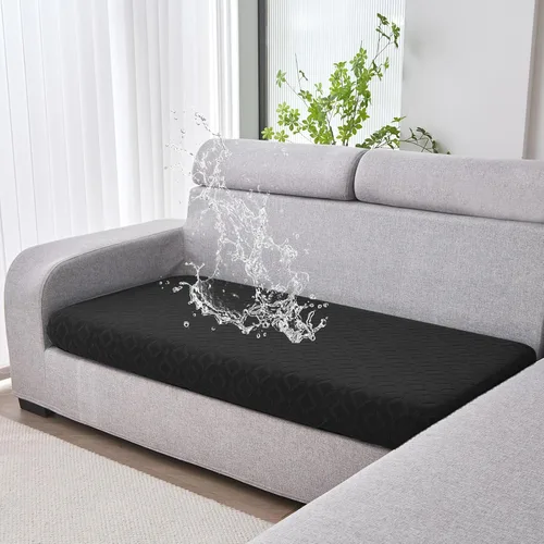 Miniatura 26 de Genina Fundas de cojín para sofá impermeables, fundas elásticas para sofá seccional, funda de cojín lavable, antideslizante, con parte inferior