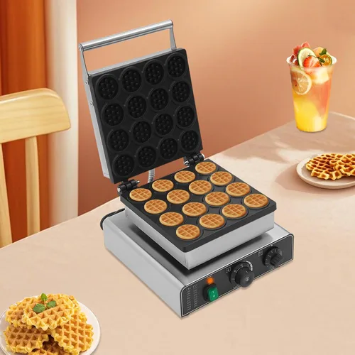 Miniatura 2 de Máquina de gofres comercial, 16 rejillas de 1750 W, antiadherente, de acero inoxidable, redonda, belga, mini waflera eléctrica para restaurante