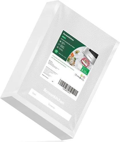 Bonsenkitchen Bolsas precortadas al vacío de 100 cuartos de galón de 8 x 12 pulgadas, sin BPA, bolsa selladora de alimentos texturizada de grado