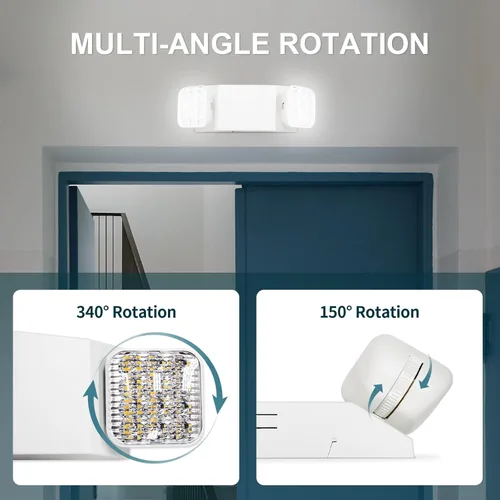 Miniatura 3 de Luces LED de emergencia, luces de emergencia comerciales ajustables de dos cabezales para negocios, cortes de energía, con batería de respaldo