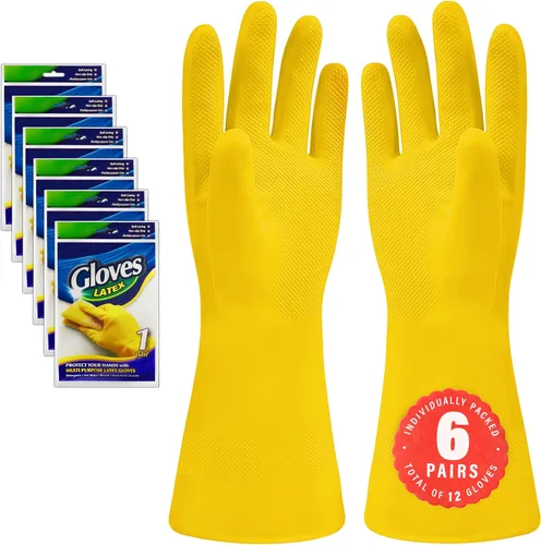Miniatura 8 de SteadMax 3/6 Pairs Cleaning Gloves, Reusable Natural Rubber Dish Gloves, Non-Slip Gloves for Kitchen and Household