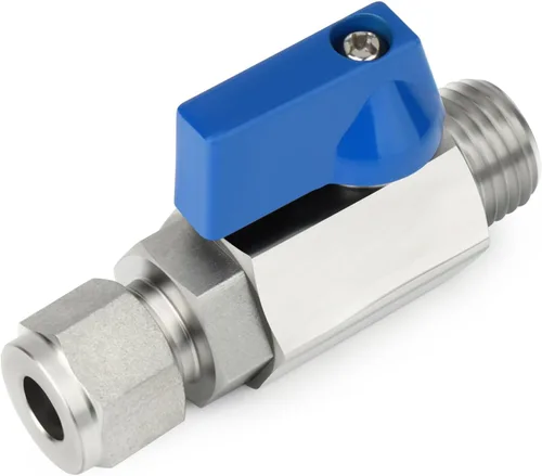 Miniatura 3 de TAISHER 1PCS 304 de compresión de acero inoxidable mini válvula de bola interruptor de apagado, tubo de 1/2 "OD x 1/2" NPT macho