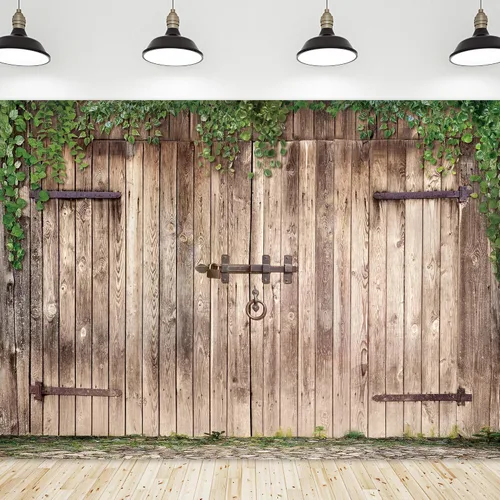 Riyidecor Telón de fondo rústico occidental de granero para puerta de granja, fondos de fotografía de madera, 10 pulgadas de ancho x 8 pies de alto,