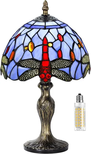 Miniatura 13 de Lámpara de mesa de vidrio teñido, estilo de cuentas de cristal de vidrio teñido, luz de mesa hecha a mano, luz nocturna de escritorio, mesita