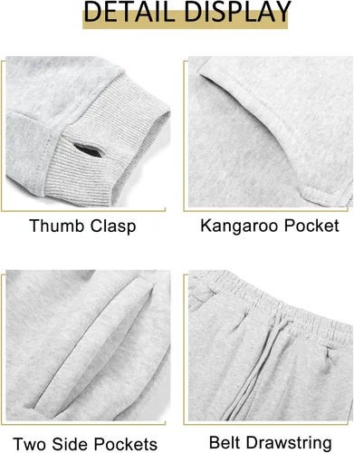 Miniatura 54 de Kissonic Conjunto deportivo de forro polar para mujer, 2 piezas, sudadera con capucha y pantalones deportivos