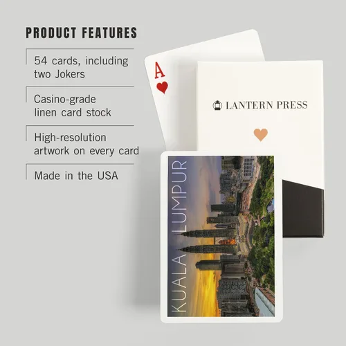 Miniatura 3 de Lantern Press Kuala Lumpur, Malasia, Skyline at Sunset (52 cartas de juego, baraja de cartas de tamaño póker con comodinos)