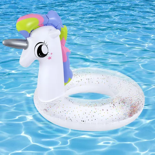Miniatura 9 de Moko Anillos de natación inflables, flotadores de piscina, tubos de natación, anillos de forma redonda, lindo diseño de dibujos animados, playa, Rosa