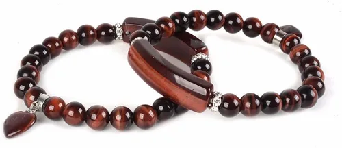 Miniatura 2 de Justinstones - Brazalete unisex con cuentas de gemas semipreciosas con dije de corazón, elástico