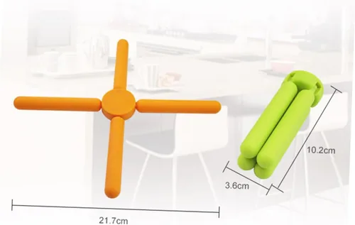Miniatura 3 de Multifuncional De Silicona Placemat Soporte De Teléfono Celular En Forma De Cruz Para Mesa De Comedor - Gadget De Cocina Verde