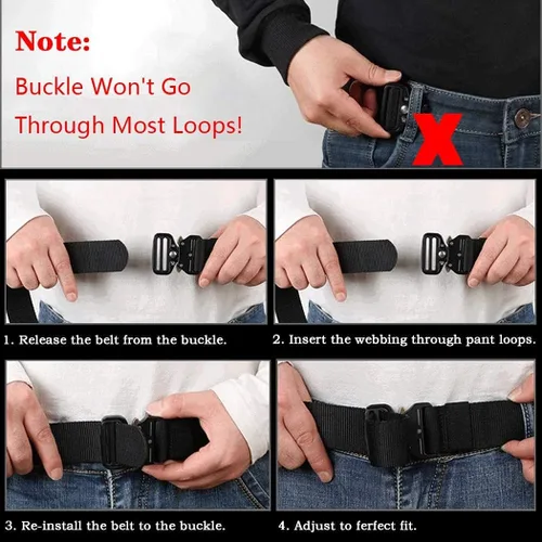 Miniatura 5 de MOZETO Tactical Belts for Men Military Style Work Hiking Riggers Web Gun Belt with Heavy Duty Quick Release Metal Buckle