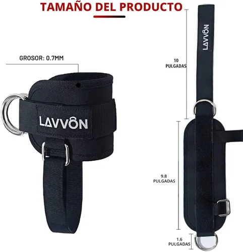 Miniatura 7 de LAVVON Correas de tobillo para máquinas de cable Kickbacks – Accesorios de cable de tobillo ajustables y cómodos para gimnasio, correa de tobillo