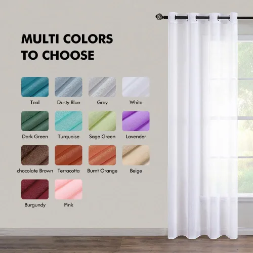 Miniatura 2 de MIULEE - Cortinas transparentes para ventana (2 paneles). Cortinas elegantes., Poliéster & Mezcla de poliéster, Blanco