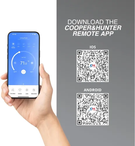 Miniatura 5 de Cooper & Hunter - Mini aire acondicionado con sistema de calefacción, 9.000 BTU, 230 V, 18 SEER, serie MIA, sin conductos, conexión wifi, inversor