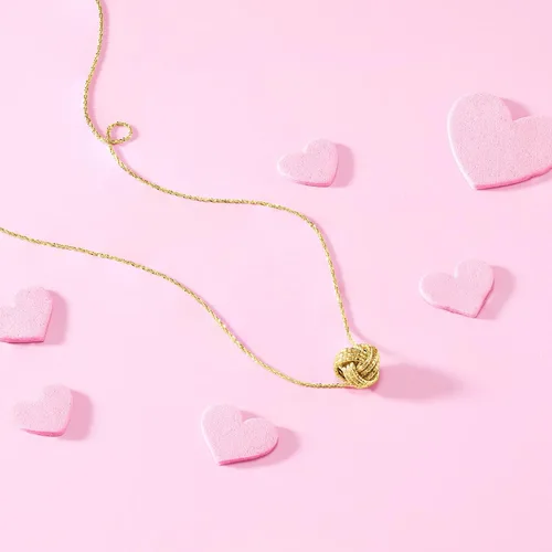 Miniatura 5 de Ross-Simons - Collar texturado con nudo del amor de oro amarillo italiano de 14 qts