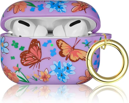 Miniatura 8 de Funda para Airpods Pro de mariposa, funda de silicona suave y bonita para Airpods Pro para mujeres y niñas con llavero para funda de carga de Apple