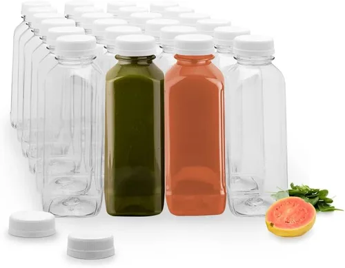 Miniatura 19 de Botella de plástico transparente redonda de 8 onzas para jugo prensado en frío - con tapa de seguridad, libre de BPA - 5,7 x 5,7 x 24,8 cm - caja