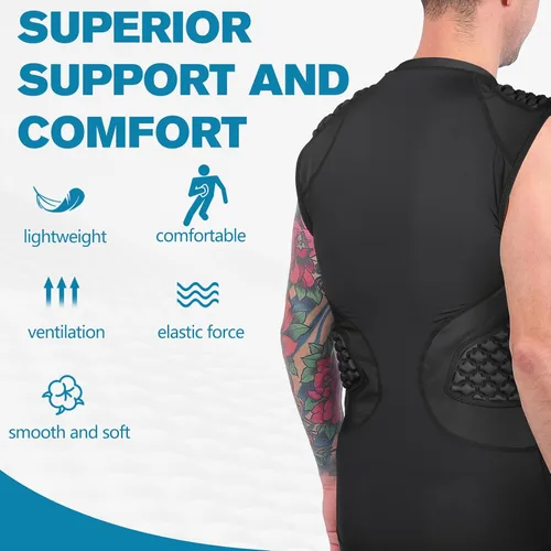 Miniatura 6 de DGXINJUN Chaleco protector de pecho de béisbol para hombre, camiseta acolchada con protector de esternón de corazón acanalado para sóftbol, fútbol