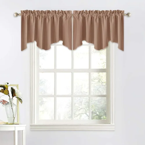 Miniatura 32 de NICETOWN Cenefa de ventana para dormitorio, ahorro de energía, bolsillo para barra, cenefa festoneada corta para ventana pequeña para lavandería