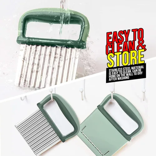 Miniatura 6 de Cortador de arrugas, cortador ondulado de acero inoxidable 2 piezas, cuchillo ondulado, herramienta de corte para verduras, papas fritas