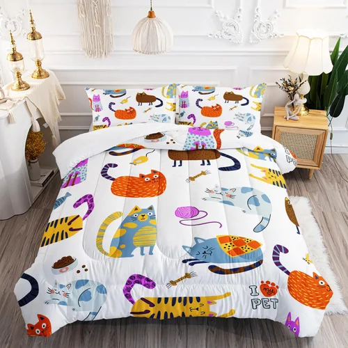 Miniatura 25 de Juego de edredón de unicornio para niñas, juego de ropa de cama de mariposa, juego de edredón de arco iris, tamaño individual con 1 edredón y 2