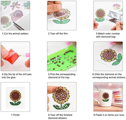 Miniatura 6 de MEGZIHXN Kit de calcomanías artísticas de diamantes para niños, calabaza de Halloween, gato negro, araña, bolsa de regalo, fantasma, piao, pintura
