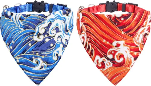 Miniatura 10 de Collares de gato KZHAREEN para Pascua, separables con bandana y campana, collar ajustable para gatito, perrito pequeño, niñas y niños Pascua-2