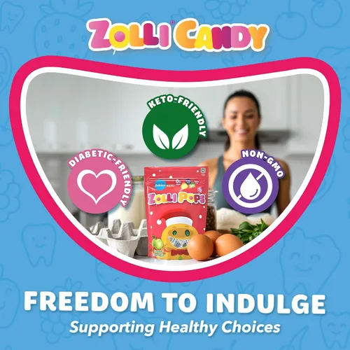 Miniatura 5 de Zolli Holiday Clean Teeth Pops - Caramelos sin azúcar con xilitol, sin colorantes, aptos para dieta cetogénica y diabéticos, golosinas aprobadas por
