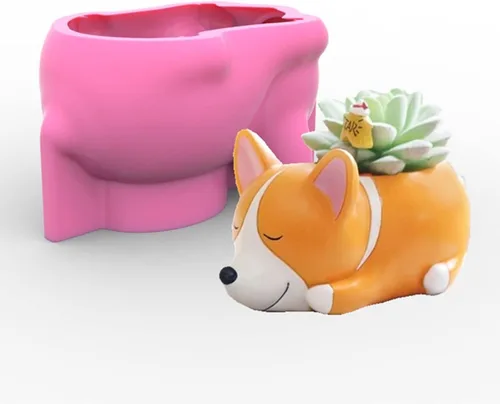 Miniatura 15 de Molde de silicona para macetas, moldes de silicona en forma de animal 3D para hormigón, cemento, yeso, arcilla polimérica, fundición de resina