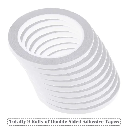 Miniatura 2 de cridoz Cinta adhesiva de doble cara, 9 rollos de cinta adhesiva de doble cara para hacer tarjetas, álbumes de recortes, manualidades y suministros