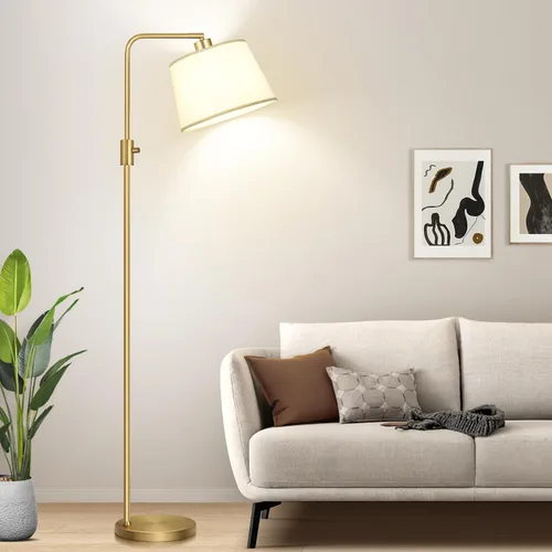 Miniatura 22 de Nintiue Lámpara de pie dorada regulable, bombilla LED Edison de 1000 lm incluida, lámparas de pie de arco para sala de estar con base de mármol