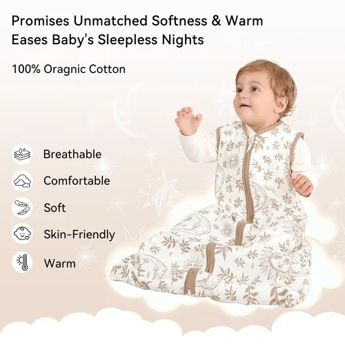 Miniatura 2 de Unnivoll - Saco de dormir para bebé de 18 a 24 meses, paquete de 3 unidades, 100 % de algodón, ligero, con un TOG de 0.5, manta portátil para bebé