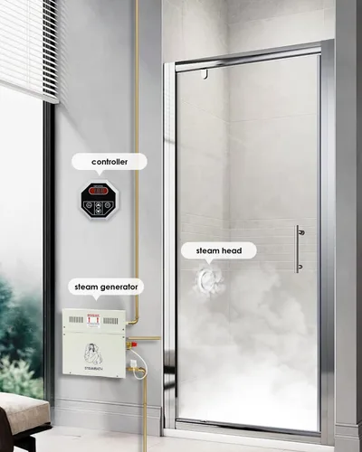 Miniatura 7 de CGOLDENWALL Generador de vapor de lujo de 10.5 KW, kit completo de sistema de ducha para sauna de vapor para el hogar, spa, generador de baño
