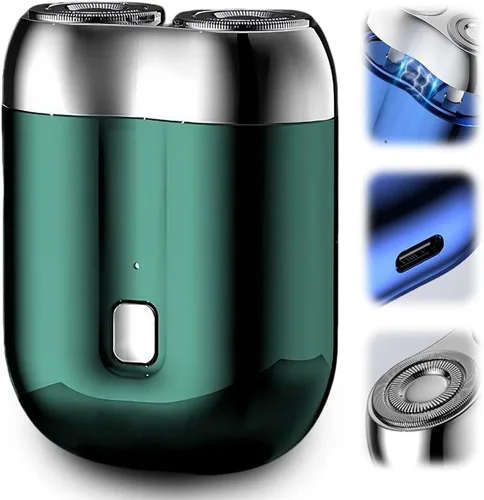 Miniatura 10 de Mini maquinilla de afeitar eléctrica portátil, modelo 2 en 1, mini afeitadora eléctrica de doble cabeza, recargable, impermeable, compacta, para Azul